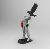 A684 - Comic character design, The captain with the hawk, STL 3D model design print download files