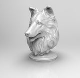 A754 - Dog bust statue design, The Sheltie dog, STL 3D model design print download files