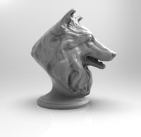 A754 - Dog bust statue design, The Sheltie dog, STL 3D model design print download files