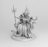 A200 - Legendary creature design, THe queen of the sea with trident, STL 3D model design print download file