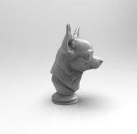 A750 - Animal bust design, The Chi Hua Hua Dog bust, STL 3D model design print download files