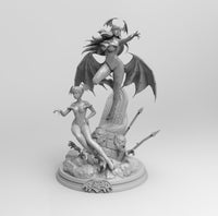 B442 - Games character design, Two sexy Demon bat lady, STL 3D model design print download files