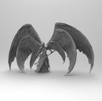 A208 - Legendary Creature design, The 3 Wings Angel with weapons, STL 3D model design print download file