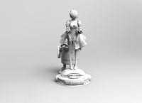 B452 - Games character design, Blind girl with robot, STL 3D model design print download file