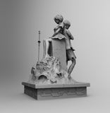 A022 - Games character diorama, The Nier 2b katana statue design, STL 3D model design print download files