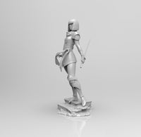 E046 - Cyborg character design, The Cyber future female warrior statue, STL 3D model design print download files