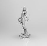 E046 - Cyborg character design, The Cyber future female warrior statue, STL 3D model design print download files