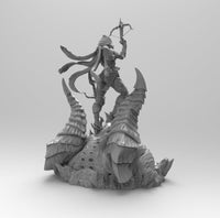 A323 - Character design statue, Demon hunter with 2 Bow, STL 3D model design print download file