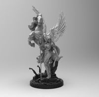 E034 - legendary character design, The Pegasus and the female warrior statue, STL 3D model design print download files