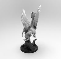 E034 - legendary character design, The Pegasus and the female warrior statue, STL 3D model design print download files