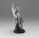 E034 - legendary character design, The Pegasus and the female warrior statue, STL 3D model design print download files