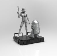 E032 - Movie character design, The female Troopers with bullet head R2 statue, STL 3D model design print download files