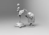 B452 - Games character design, Blind girl with robot, STL 3D model design print download file