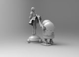 B452 - Games character design, Blind girl with robot, STL 3D model design print download file