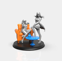 E277 - Comic character design statue, MJ and Gwen with sofa statue, STL 3D model design print download files