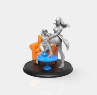 E277 - Comic character design statue, MJ and Gwen with sofa statue, STL 3D model design print download files