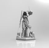 E139 - Movie character design, A female with cross like saber and mecha ball, STL 3D model design print download files