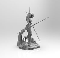 E139 - Movie character design, A female with cross like saber and mecha ball, STL 3D model design print download files