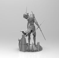E139 - Movie character design, A female with cross like saber and mecha ball, STL 3D model design print download files