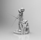 E139 - Movie character design, A female with cross like saber and mecha ball, STL 3D model design print download files