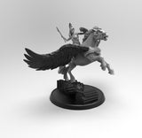 E162 - Legendary creature design, The pegasus and female warrior, STL 3D model design print download files