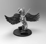 E162 - Legendary creature design, The pegasus and female warrior, STL 3D model design print download files