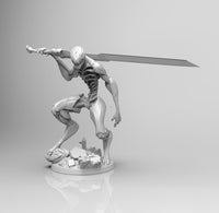 E199 - Cyborg character design, The Samurai Cyborg design statue, STL 3D model design print download files