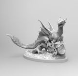 E216 - Legendary dragon design, The Forest dragon statue, STL 3D model design print download files