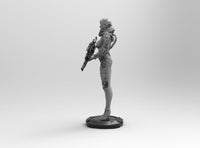 A302 - Cyber character design, Sci Fi female police statue, STL 3D model design print download file