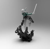 E314 - Anime character design, The Mikasa Titan fighter statue, STL 3D model design print download files