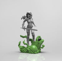 E309 - Cartoon character design, Female viking girl Taarnah statue, STL 3D model design print download files