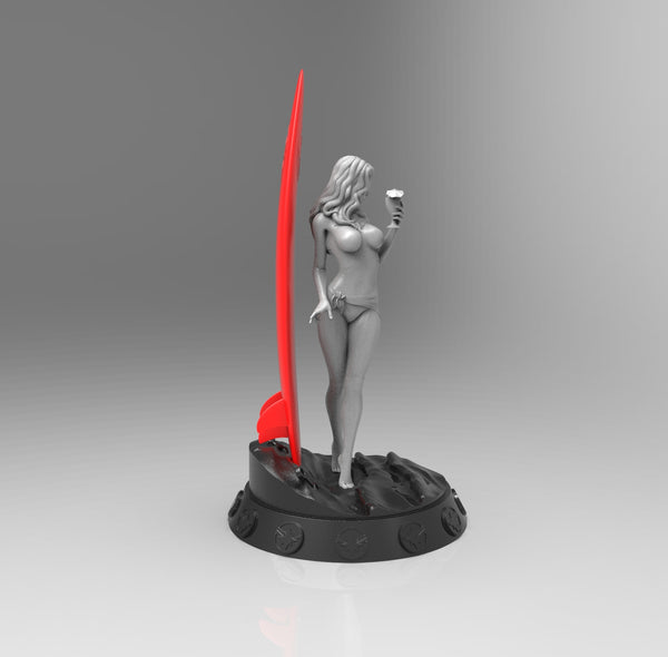 E311B - Comic character design, Cap US sexy female statue, STL 3D model design print download files