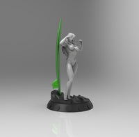 E311E - Comic Character design, The Green female statue, STL 3D model design print download files