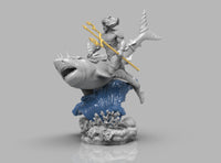 A284 - Comic character design statue, The Aquaman with pets, STL 3D model design print download files