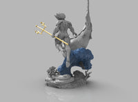 A284 - Comic character design statue, The Aquaman with pets, STL 3D model design print download files