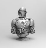 B006 - Movie character design, Mandalorian Half body statue design, STL 3D Model design Print download files