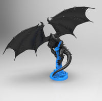 E339 - Legendary dragon design, The Blackie Armor scale dragon statue, STL 3D model design print download files