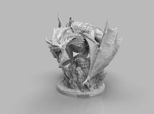 A416 - Monster design statue, The rider and the dragon, STL 3D model design print download files