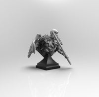 E365 - Legendary bust design, The Whisperer with shield and weopon, STL 3D model design print download files