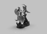 A402 - Comic character design, The Wol and Mag fight statue, STL 3D model design print download file