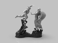 A402 - Comic character design, The Wol and Mag fight statue, STL 3D model design print download file