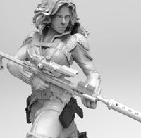 E410 - Comic character design, 2suit Hero BW with sniper character statue, STL 3D model design print download files