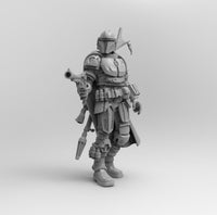 B102 - Starwars , The Mandalorian standing with gun version, STL 3D model design print download files