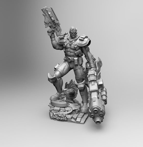 A101 - Comic Character design, The Cable with massive weopon , STL 3D Model design print download file