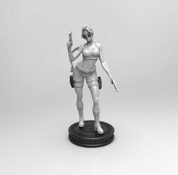 E399 - Games character design, The Double gun girl with braid, ST: 3D model design print download files