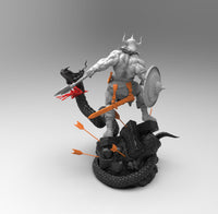 E441 - Comic character design, The barbarian canon with snake, STL 3D model design print download files