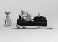 A234 - Female Character design, The office girl with sofa, STL 3D model design print download file