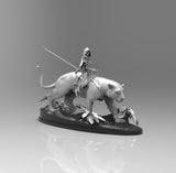 E246 - Female character design, The Black Panther cat girl with spear, STL 3D model design print download files