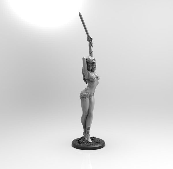 E406 - NSFW female character design, The Tthea Girl with sword statue, STL 3D model design print download files