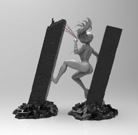 E497 - Comic character design, The Silk Girl statue design, STl 3D model design print download files